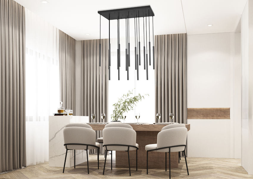 Z-Lite Forest 17-Light LED-Integrated Matte Black Steel Linear Chandelier