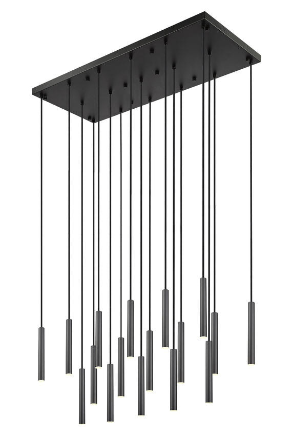 Z-Lite Forest 17-Light LED-Integrated Matte Black Steel Linear Chandelier