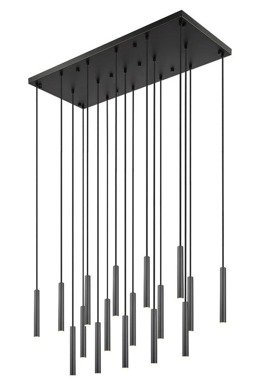 Z-Lite Forest 17-Light LED-Integrated Matte Black Steel Linear Chandelier
