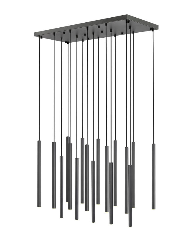 Z-Lite Forest 17-Light LED-Integrated Matte Black Steel Linear Chandelier