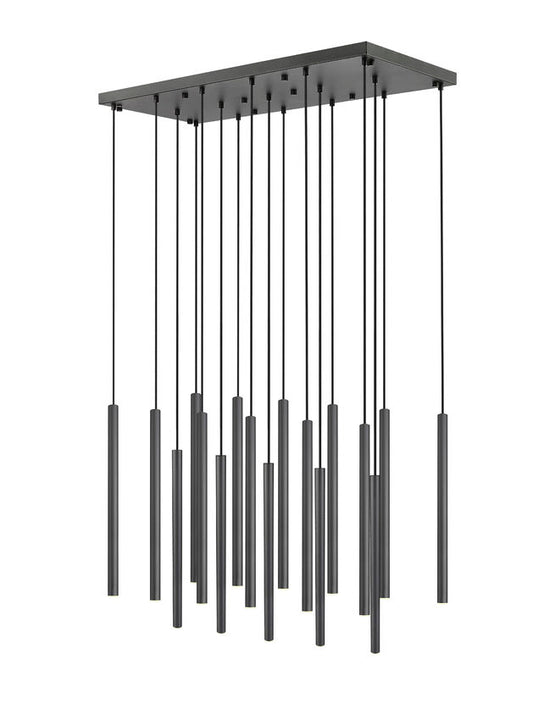 Z-Lite Forest 17-Light LED-Integrated Matte Black Steel Linear Chandelier