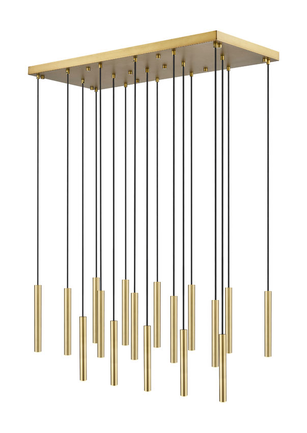 Z-Lite Forest 17-Light LED-Integrated Modern Gold Steel Linear Chandelier