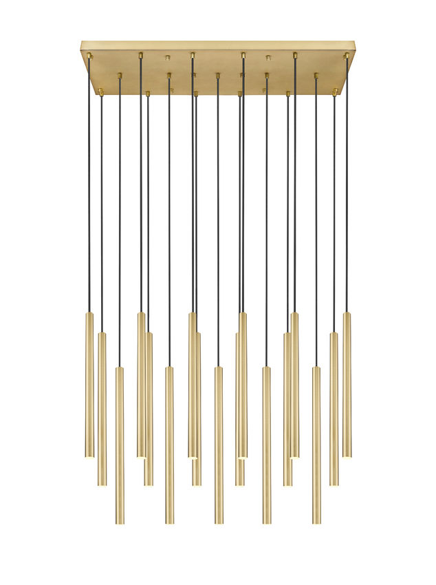 Z-Lite Forest 17-Light LED-Integrated Modern Gold Steel Linear Chandelier