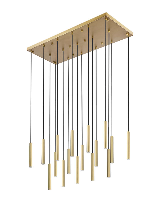 Z-Lite Forest 17-Light LED-Integrated Modern Gold Steel Linear Chandelier