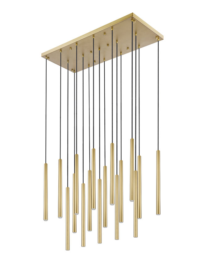 Z-Lite Forest 17-Light LED-Integrated Modern Gold Steel Linear Chandelier