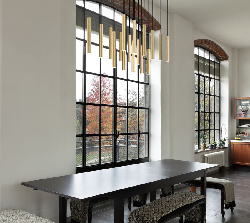 Z-Lite Forest 17-Light LED-Integrated Modern Gold Steel Linear Chandelier