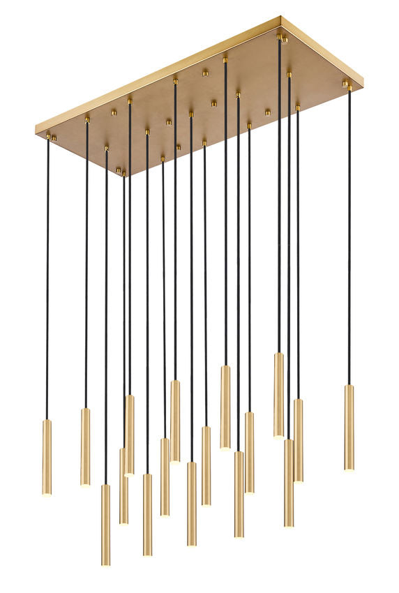 Z-Lite Forest 17-Light LED-Integrated Modern Gold Steel Linear Chandelier