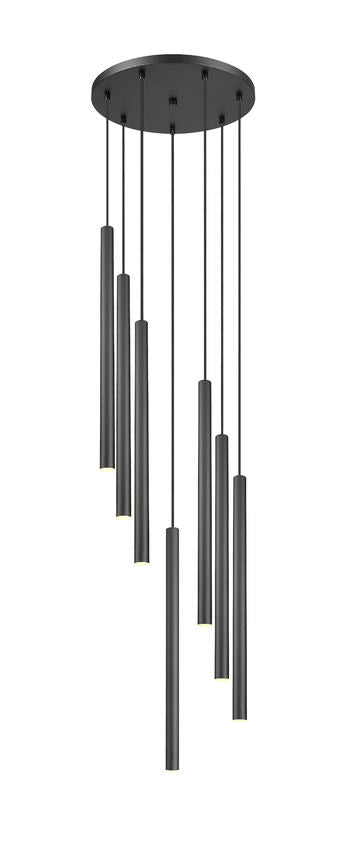 Z-Lite Forest 18" 7-Light LED-Integrated Matte Black Steel Chandelier