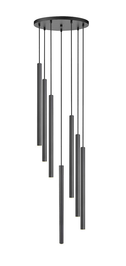 Z-Lite Forest 18" 7-Light LED-Integrated Matte Black Steel Chandelier