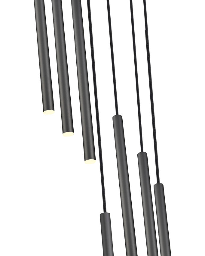 Z-Lite Forest 18" 7-Light LED-Integrated Matte Black Steel Chandelier