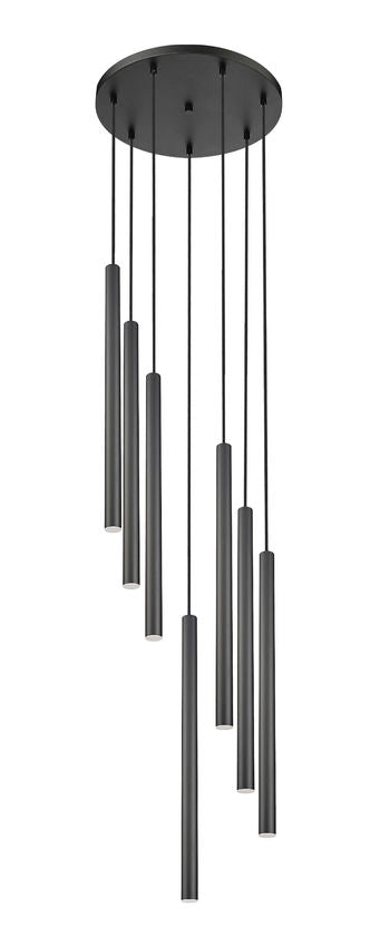 Z-Lite Forest 18" 7-Light LED-Integrated Matte Black Steel Chandelier