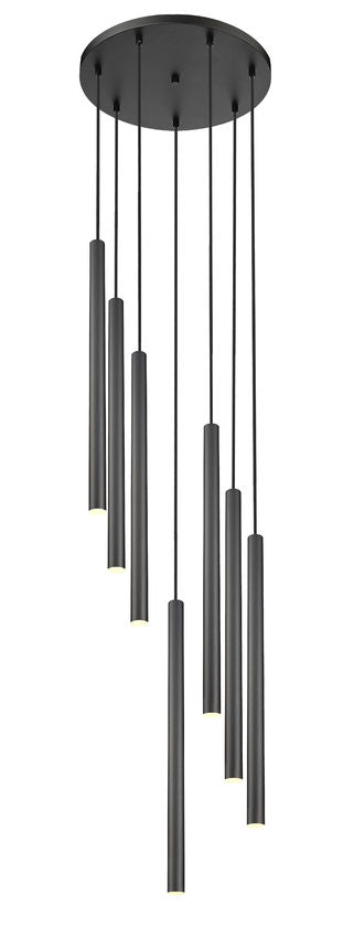 Z-Lite Forest 18" 7-Light LED-Integrated Matte Black Steel Chandelier