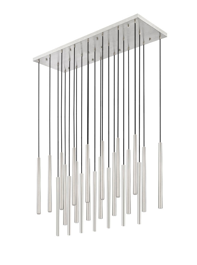 Z-Lite Forest 23-Light LED-Integrated Brushed Nickel Steel Linear Chandelier