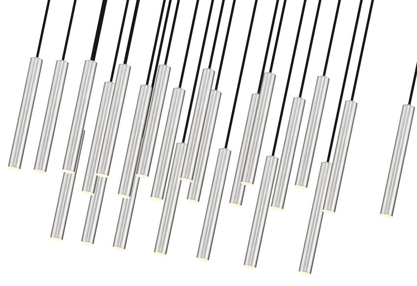 Z-Lite Forest 23-Light LED-Integrated Brushed Nickel Steel Linear Chandelier