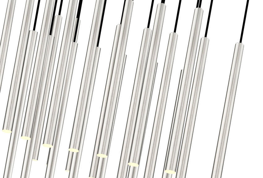 Z-Lite Forest 23-Light LED-Integrated Brushed Nickel Steel Linear Chandelier
