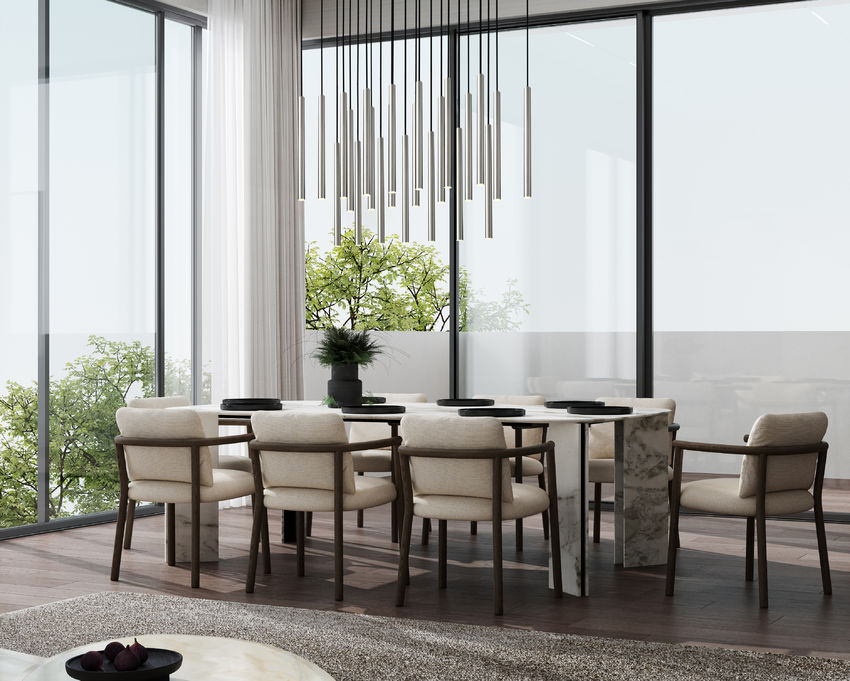 Z-Lite Forest 23-Light LED-Integrated Brushed Nickel Steel Linear Chandelier