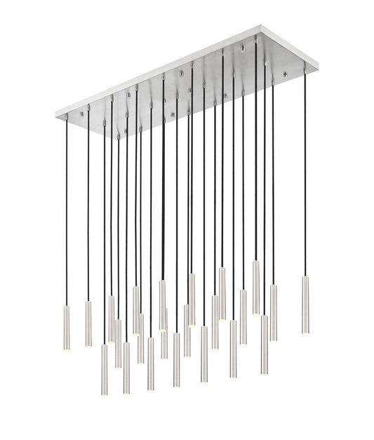 Z-Lite Forest 23-Light LED-Integrated Brushed Nickel Steel Linear Chandelier