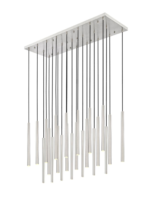 Z-Lite Forest 23-Light LED-Integrated Brushed Nickel Steel Linear Chandelier