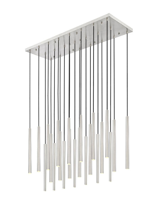 Z-Lite Forest 23-Light LED-Integrated Brushed Nickel Steel Linear Chandelier