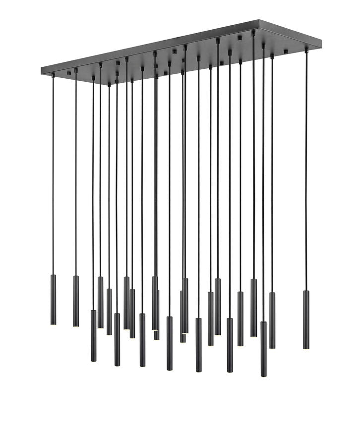 Z-Lite Forest 23-Light LED-Integrated Matte Black Steel Linear Chandelier