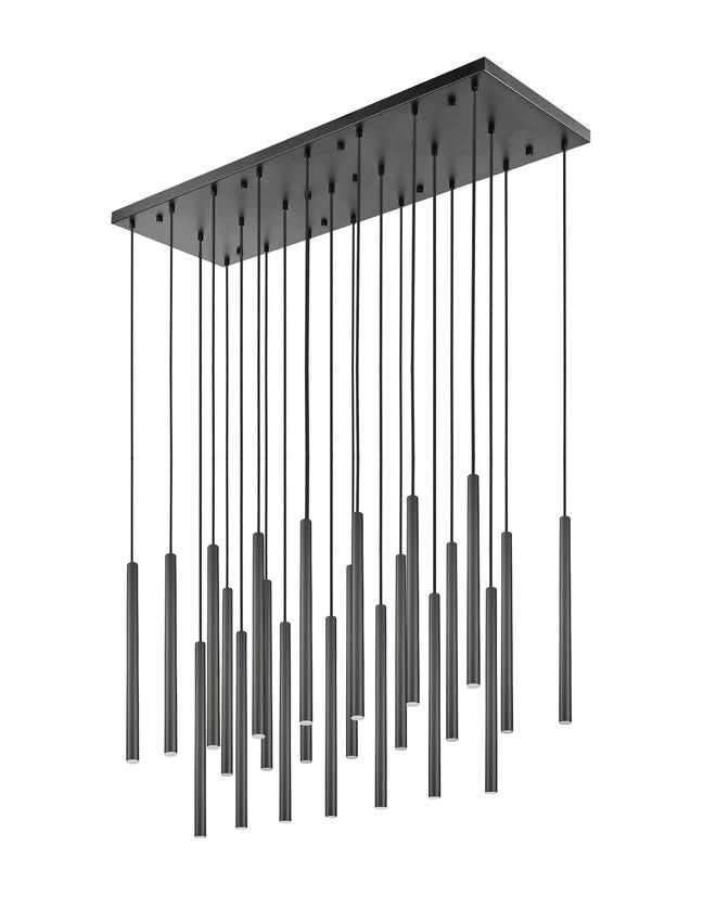 Z-Lite Forest 23-Light LED-Integrated Matte Black Steel Linear Chandelier