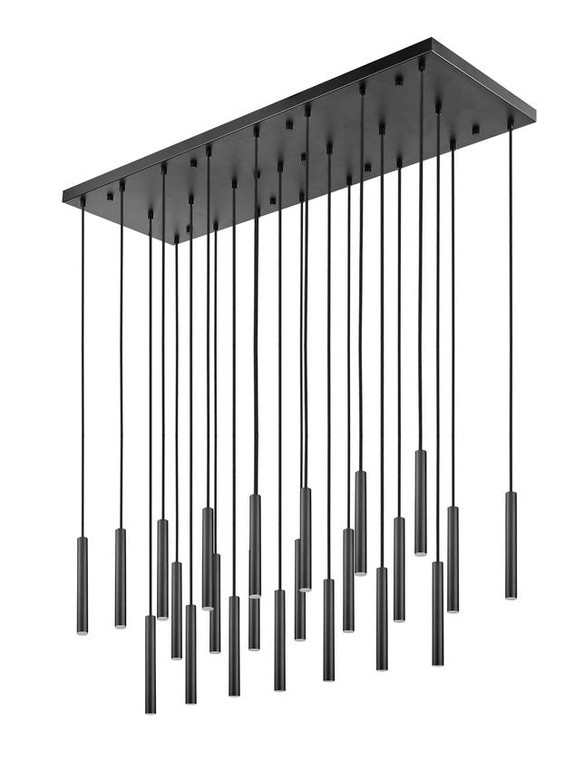 Z-Lite Forest 23-Light LED-Integrated Matte Black Steel Linear Chandelier