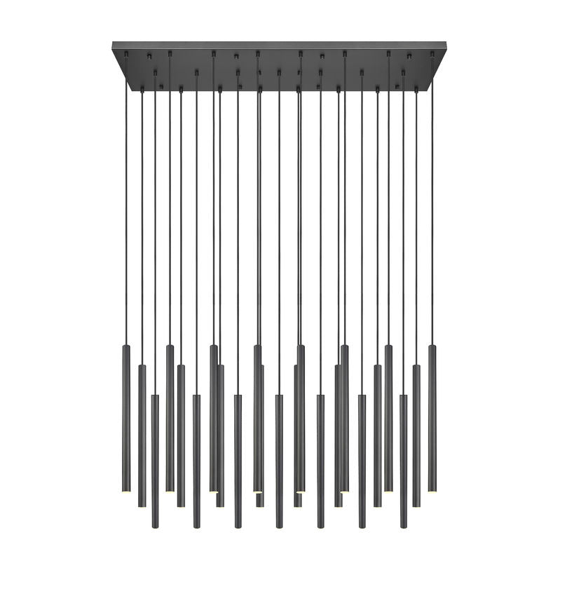 Z-Lite Forest 23-Light LED-Integrated Matte Black Steel Linear Chandelier