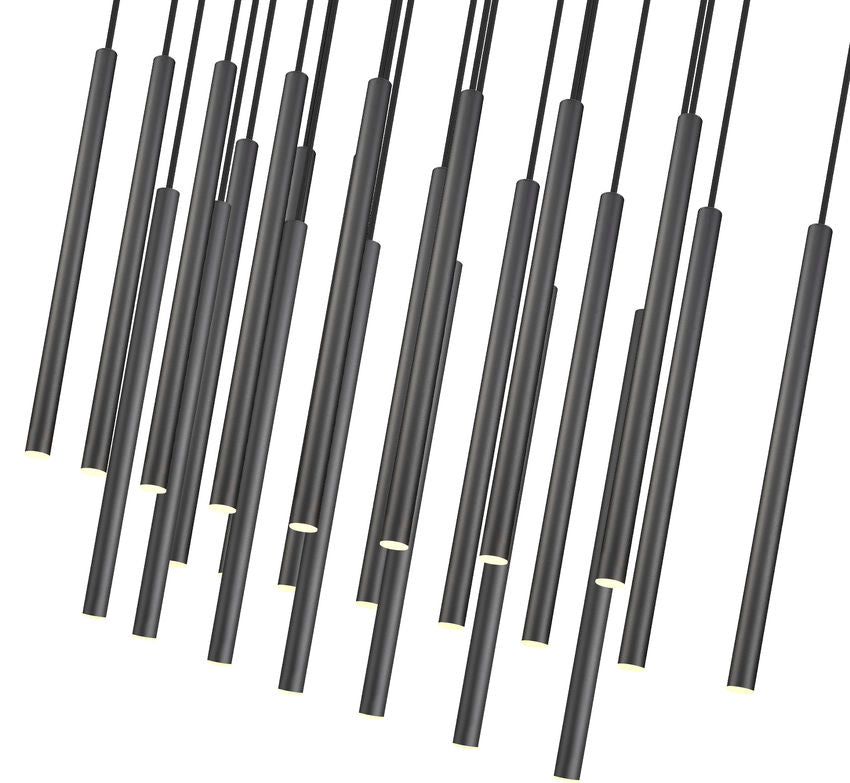 Z-Lite Forest 23-Light LED-Integrated Matte Black Steel Linear Chandelier