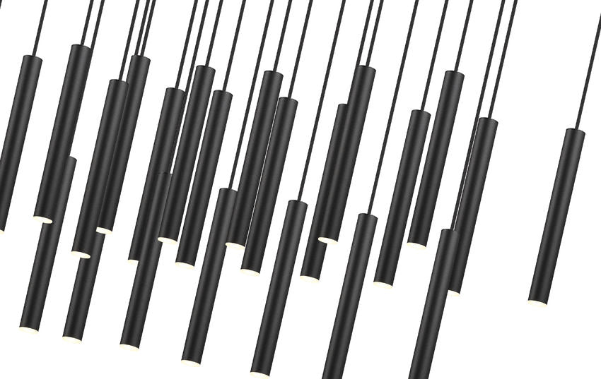 Z-Lite Forest 23-Light LED-Integrated Matte Black Steel Linear Chandelier