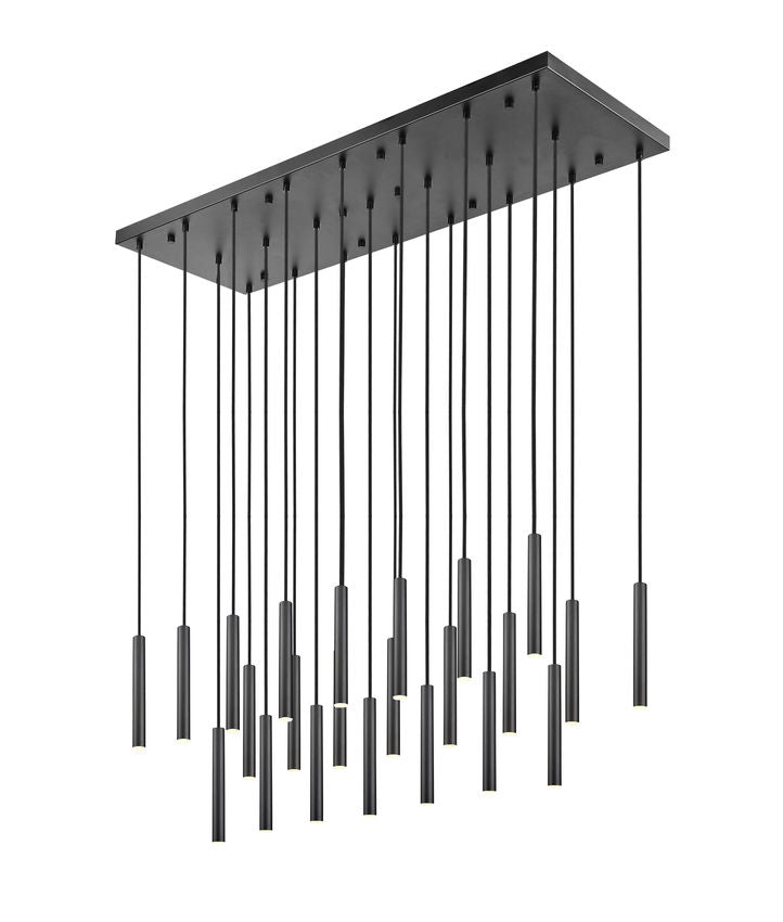 Z-Lite Forest 23-Light LED-Integrated Matte Black Steel Linear Chandelier