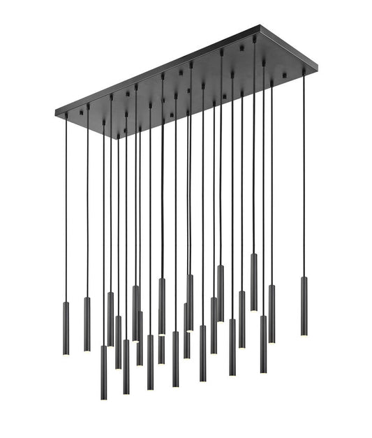 Z-Lite Forest 23-Light LED-Integrated Matte Black Steel Linear Chandelier