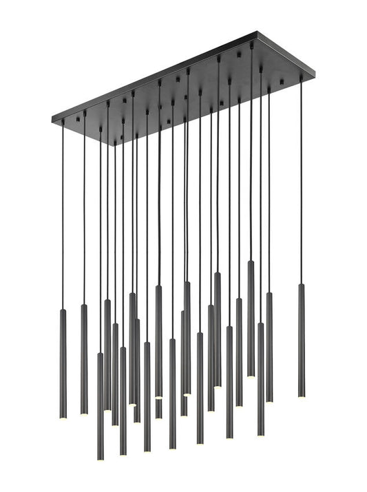Z-Lite Forest 23-Light LED-Integrated Matte Black Steel Linear Chandelier