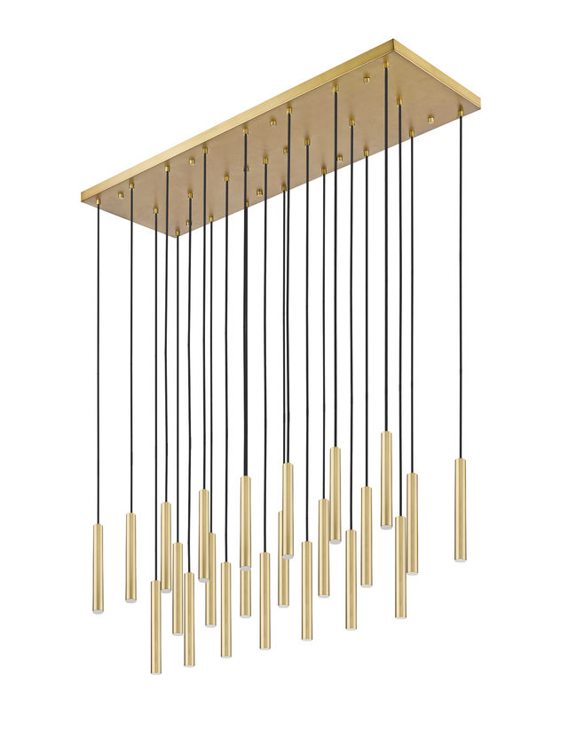 Z-Lite Forest 23-Light LED-Integrated Modern Gold Steel Linear Chandelier