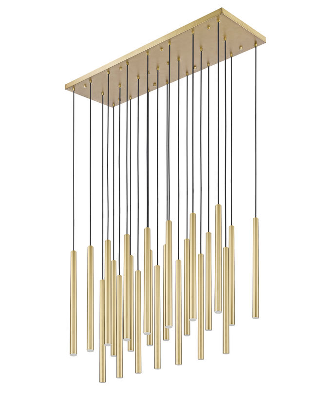 Z-Lite Forest 23-Light LED-Integrated Modern Gold Steel Linear Chandelier