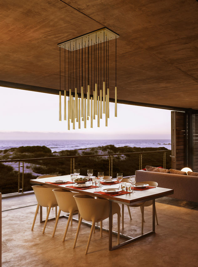 Z-Lite Forest 23-Light LED-Integrated Modern Gold Steel Linear Chandelier