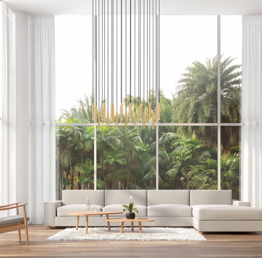 Z-Lite Forest 23-Light LED-Integrated Modern Gold Steel Linear Chandelier