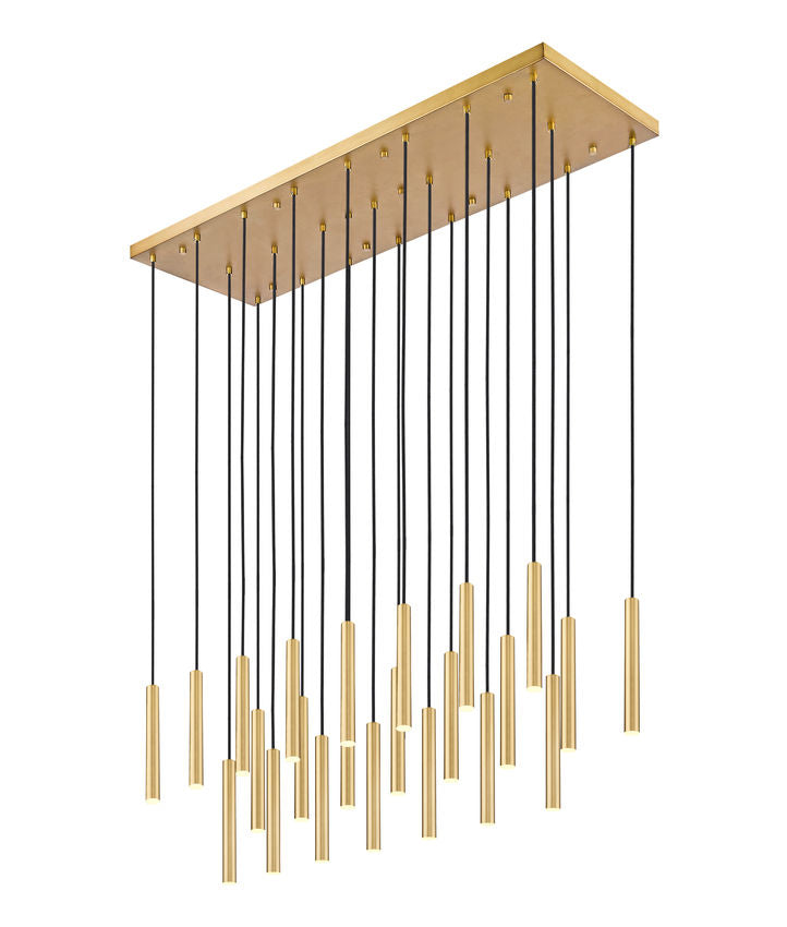 Z-Lite Forest 23-Light LED-Integrated Modern Gold Steel Linear Chandelier