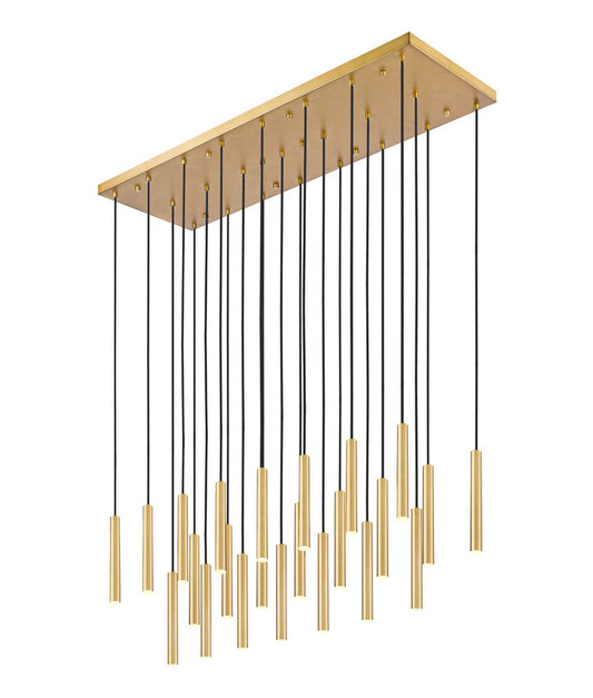 Z-Lite Forest 23-Light LED-Integrated Modern Gold Steel Linear Chandelier