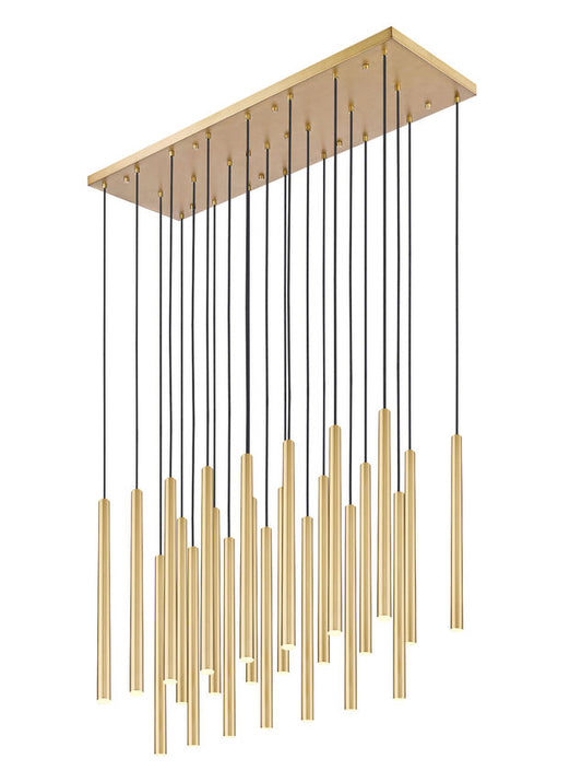 Z-Lite Forest 23-Light LED-Integrated Modern Gold Steel Linear Chandelier