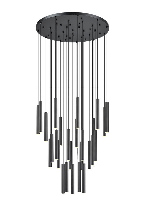 Z-Lite Forest 27-Light LED-Integrated Matte Black Steel Chandelier