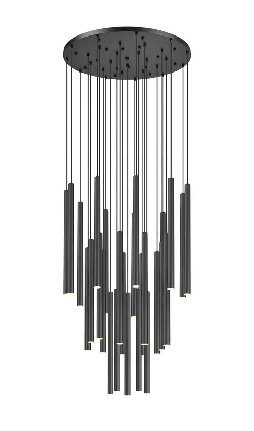 Z-Lite Forest 27-Light LED-Integrated Matte Black Steel Chandelier