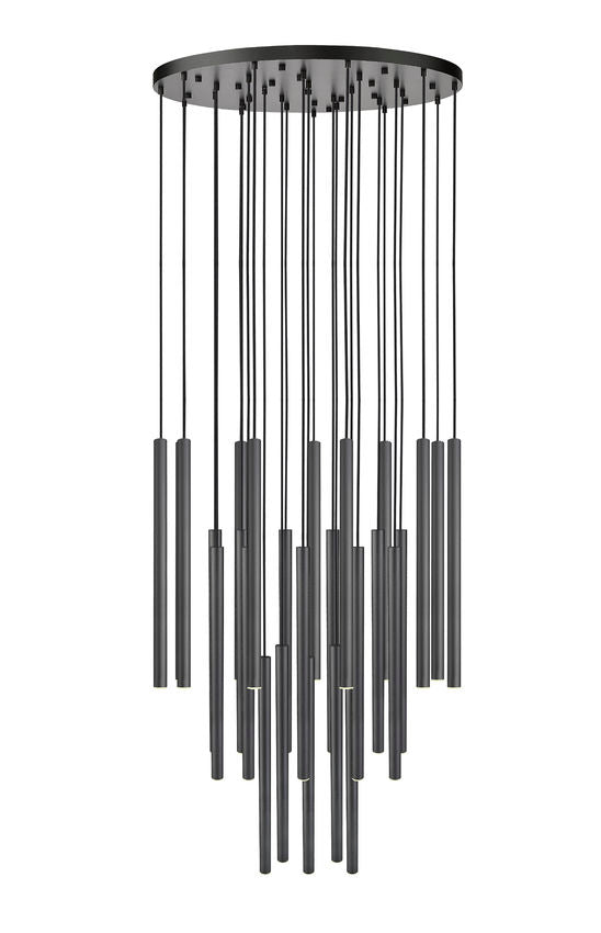 Z-Lite Forest 27-Light LED-Integrated Matte Black Steel Chandelier