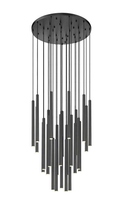 Z-Lite Forest 27-Light LED-Integrated Matte Black Steel Chandelier