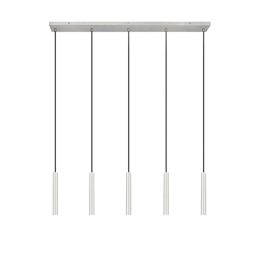 Z-Lite Forest 5-Light LED-Integrated Brushed Nickel Steel Linear Chandelier