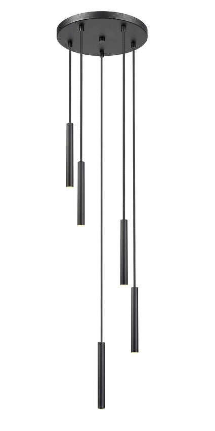 Z-Lite Forest 5-Light LED-Integrated Matte Black Steel Chandelier