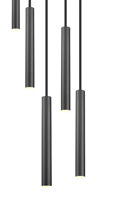 Z-Lite Forest 5-Light LED-Integrated Matte Black Steel Chandelier