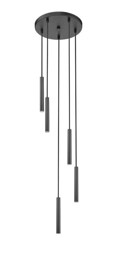 Z-Lite Forest 5-Light LED-Integrated Matte Black Steel Chandelier