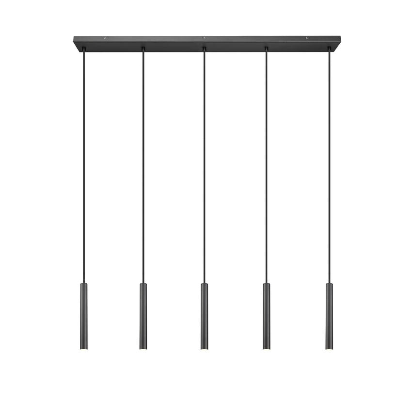Z-Lite Forest 5-Light LED-Integrated Matte Black Steel Linear Chandelier