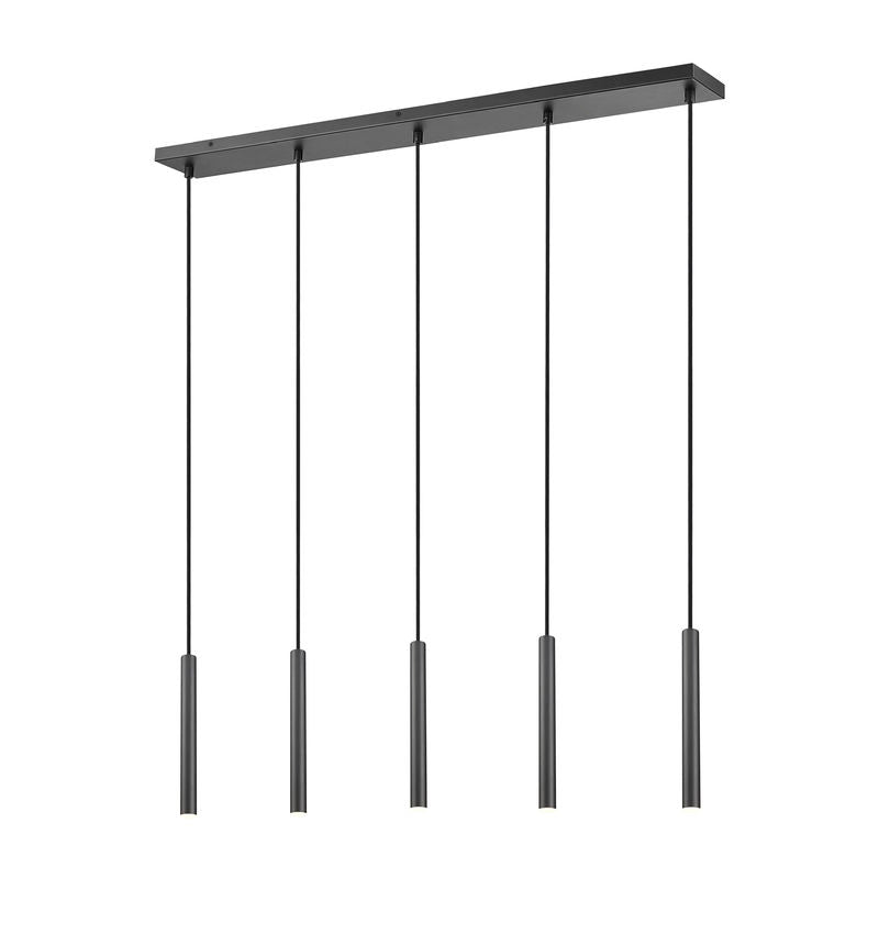 Z-Lite Forest 5-Light LED-Integrated Matte Black Steel Linear Chandelier