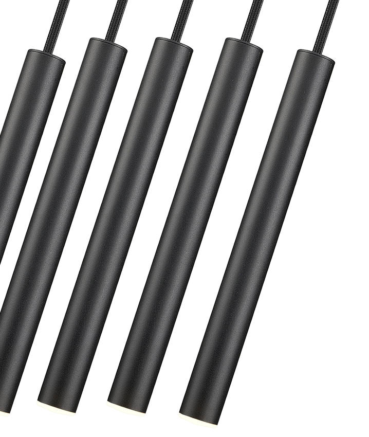 Z-Lite Forest 5-Light LED-Integrated Matte Black Steel Linear Chandelier